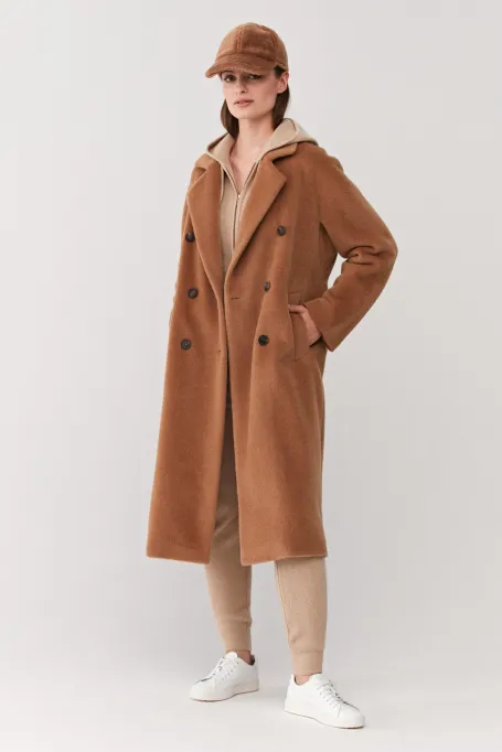Palton din lana de alpaca camel