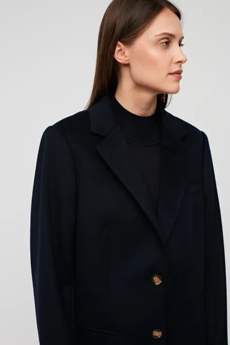 Palton bleumarin, 100% lana, diplomat