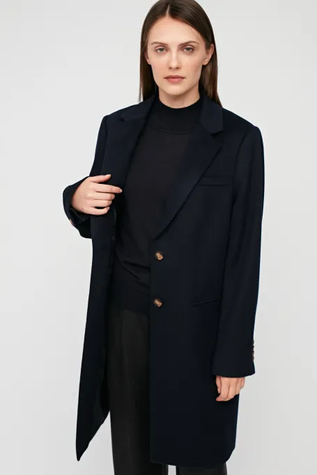 Palton bleumarin, 100% lana, diplomat