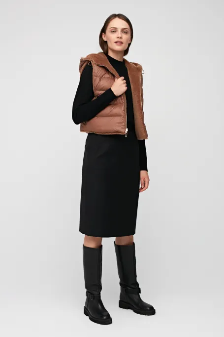 Fusta neagră Karin pentru costum cu lână virgină