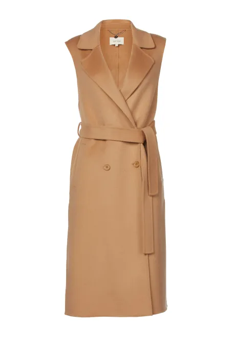 Dlungă vestă din lână cu față dublă