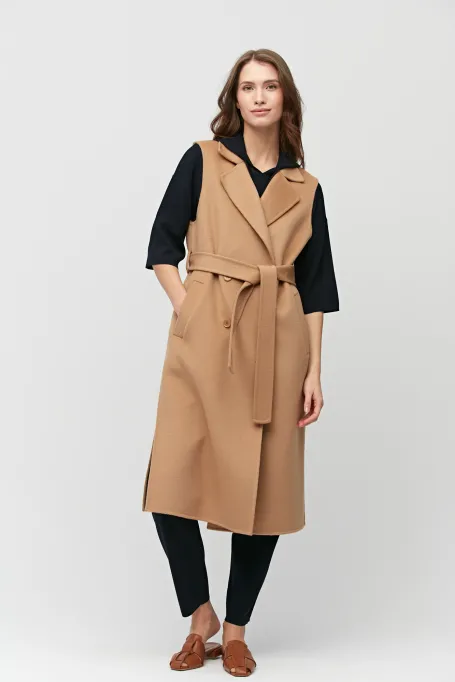 Dlungă vestă din lână cu față dublă