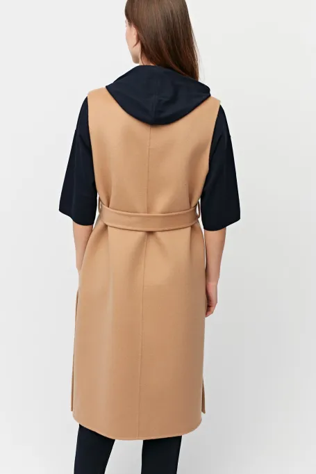 Dlungă vestă din lână cu față dublă