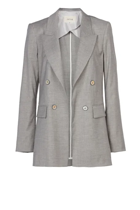 Sacou gri din lână pentru costum cu două rânduri