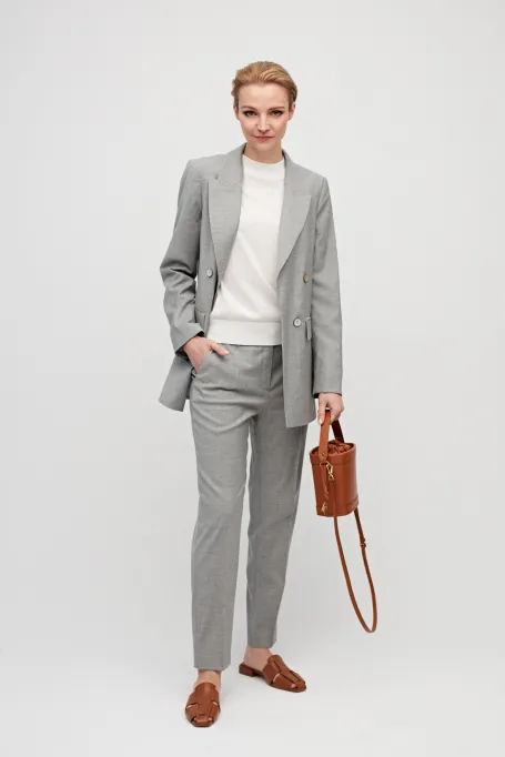 Pantaloni gri din lana pentru costum