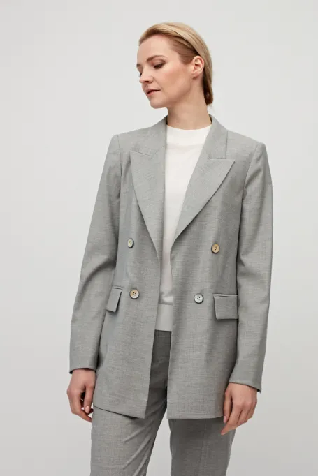 Sacou gri din lână pentru costum cu două rânduri