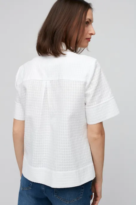 Bărbătească albă din bumbac cu mâneci scurte