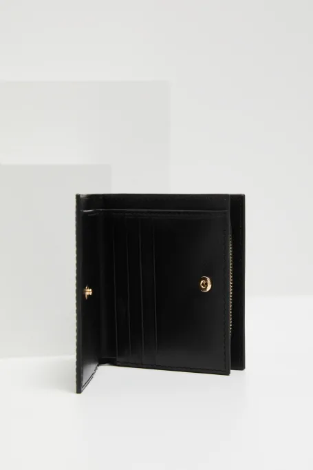 Portofel negru din piele netedă