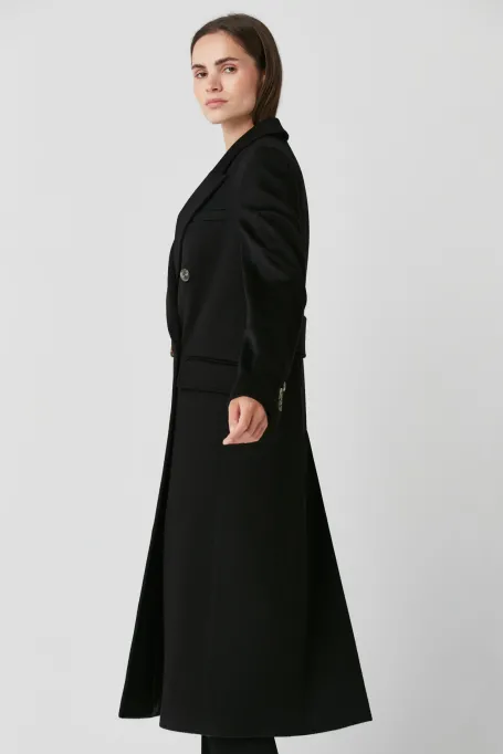 Palton de lână neagră din casmir