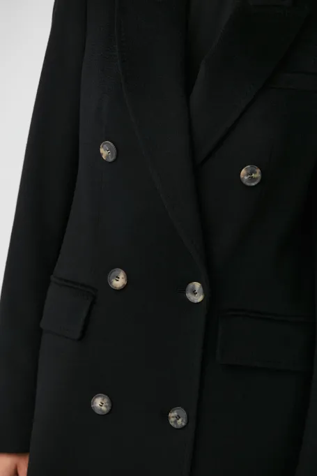 Palton de lână neagră din casmir Palton de lână neagră din casmir