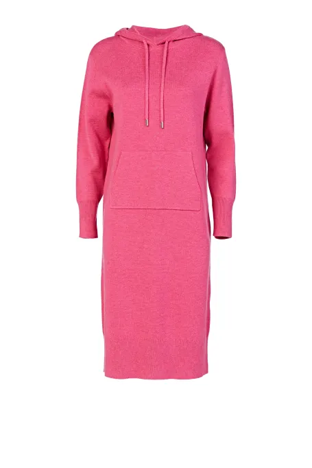 Rochie cu glugă din lână merinos.