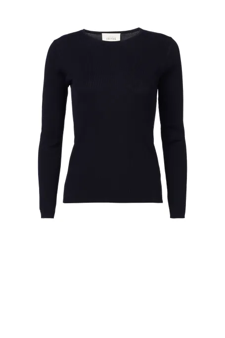 Bluza de tricot albastră cu mătase Emilly