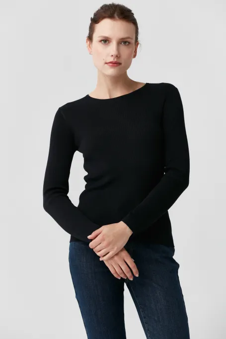 Bluza de tricot albastră cu mătase Emilly