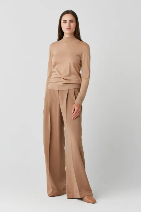 Bluza cu guler tip polo din lână merinos Julia