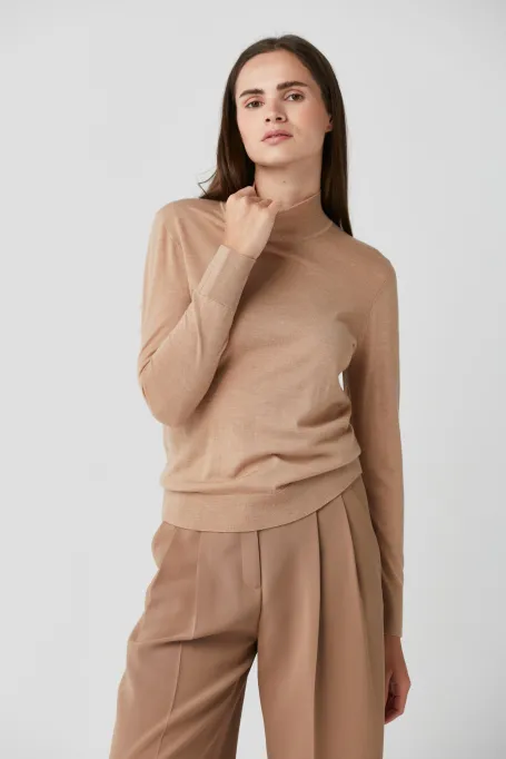 Bluza cu guler tip polo din lână merinos Julia