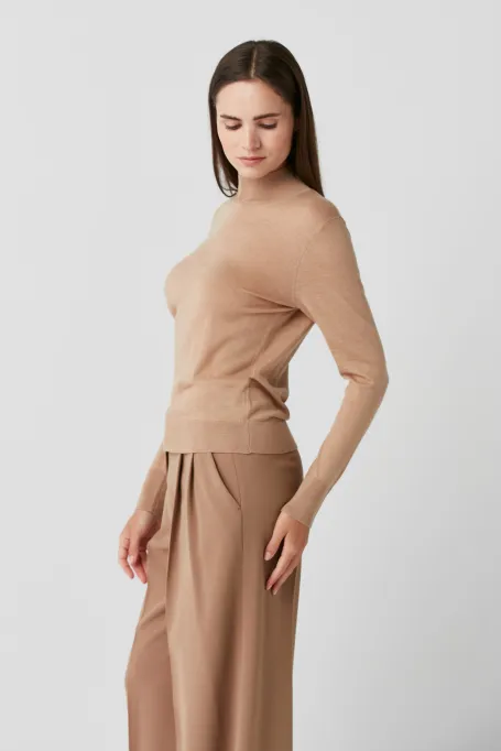 Bluza cu guler tip polo din lână merinos Julia