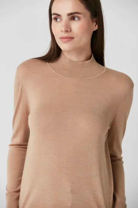 Bluza cu guler tip polo din lână merinos Julia