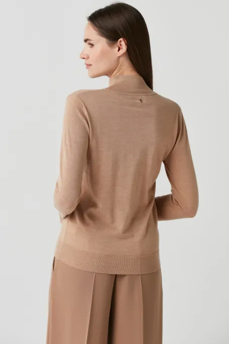 Bluza cu guler tip polo din lână merinos Julia