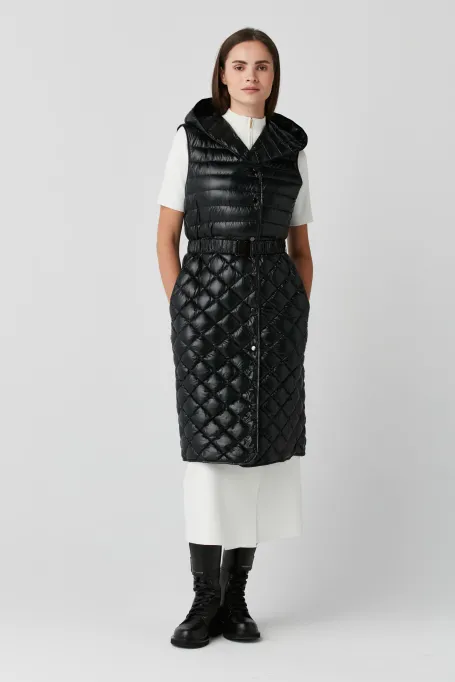 Dungă vestă neagră cu glugă Emma