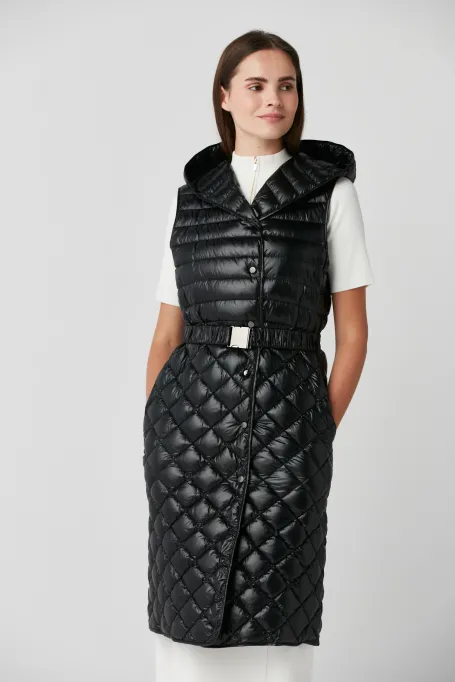 Dungă vestă neagră cu glugă Emma