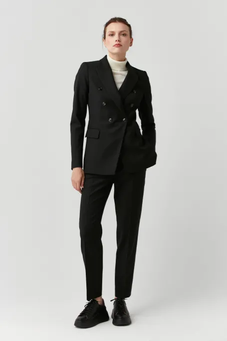 Sacou negru de lână virgină Sophie pentru costum Sacou negru de lână virgină Sophie pentru costum