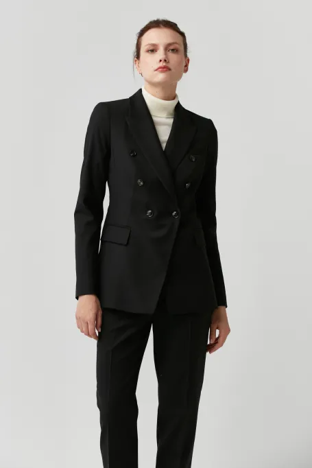 Sacou negru de lână virgină Sophie pentru costum