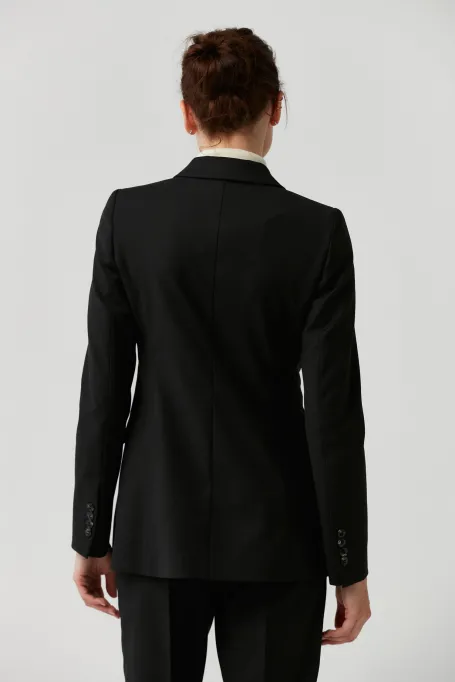 Sacou negru de lână virgină Sophie pentru costum Sacou negru de lână virgină Sophie pentru costum