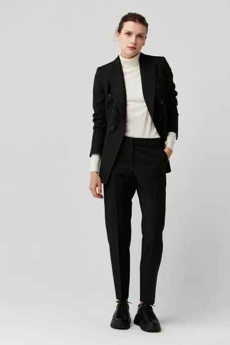 Sacou negru de lână virgină Sophie pentru costum Sacou negru de lână virgină Sophie pentru costum