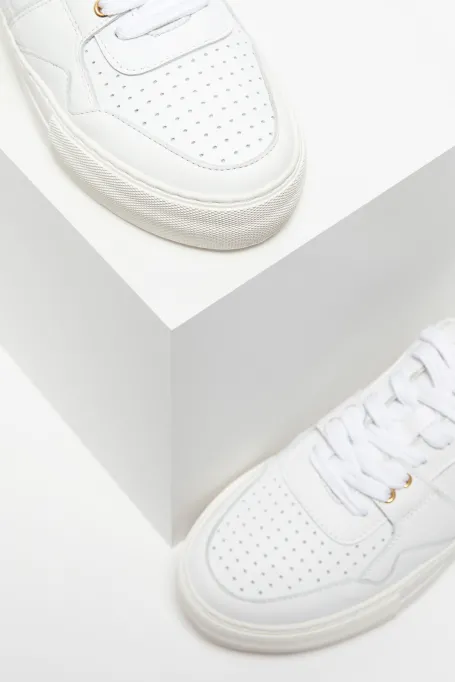 Pantofi sport albi din piele