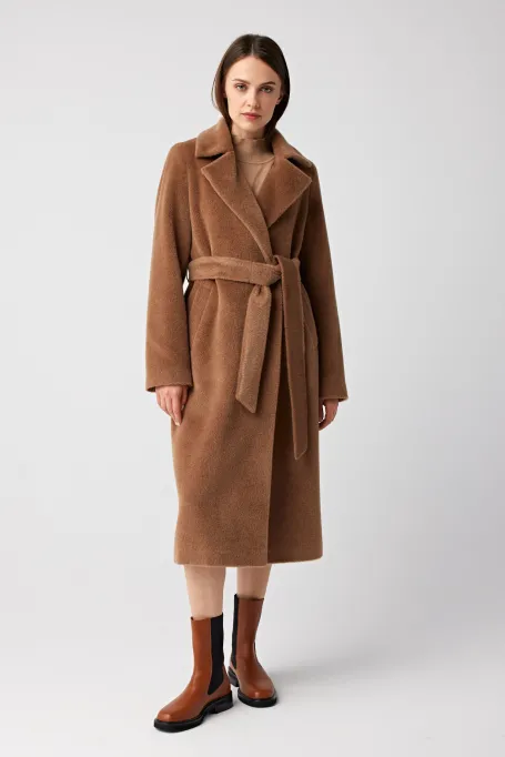 Pardesiu cu curea din lână de suri alpaca