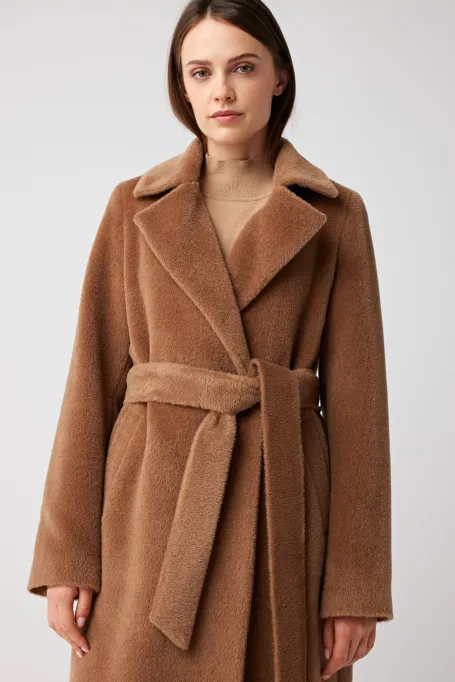 Pardesiu cu curea din lână de suri alpaca