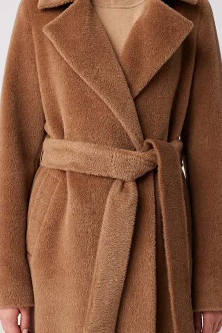 Pardesiu cu curea din lână de suri alpaca
