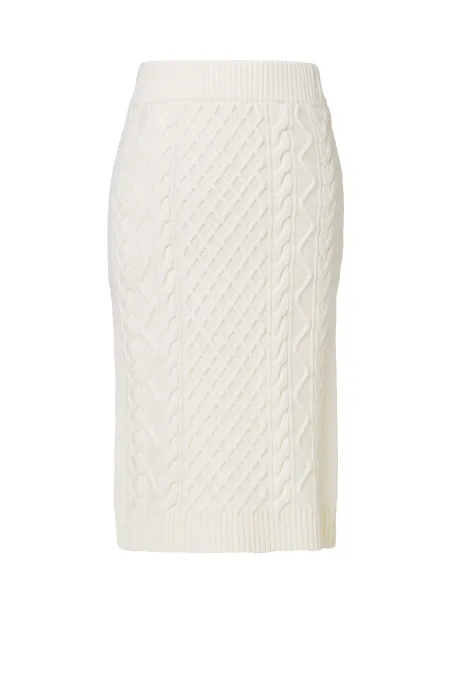 Fustă albă din lână merinos.