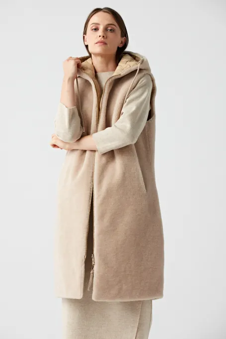 Dubleșor din lână cu blană de urs teddy