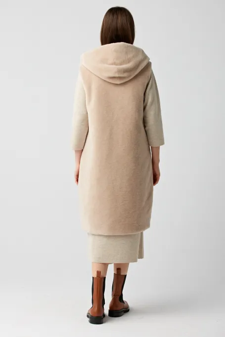 Dubleșor din lână cu blană de urs teddy