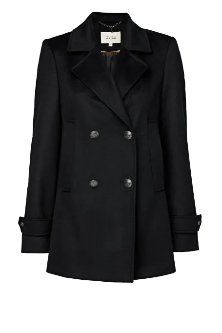 Cămașă neagră din lână cu două rânduri Clara