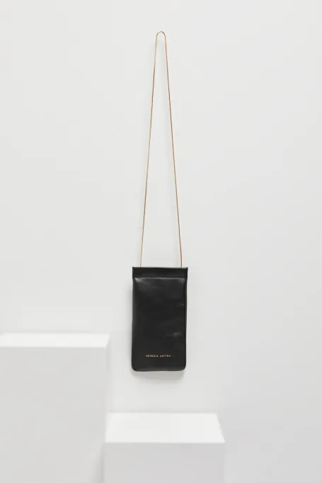 Etui de piele neagră pentru ochelari, telefon