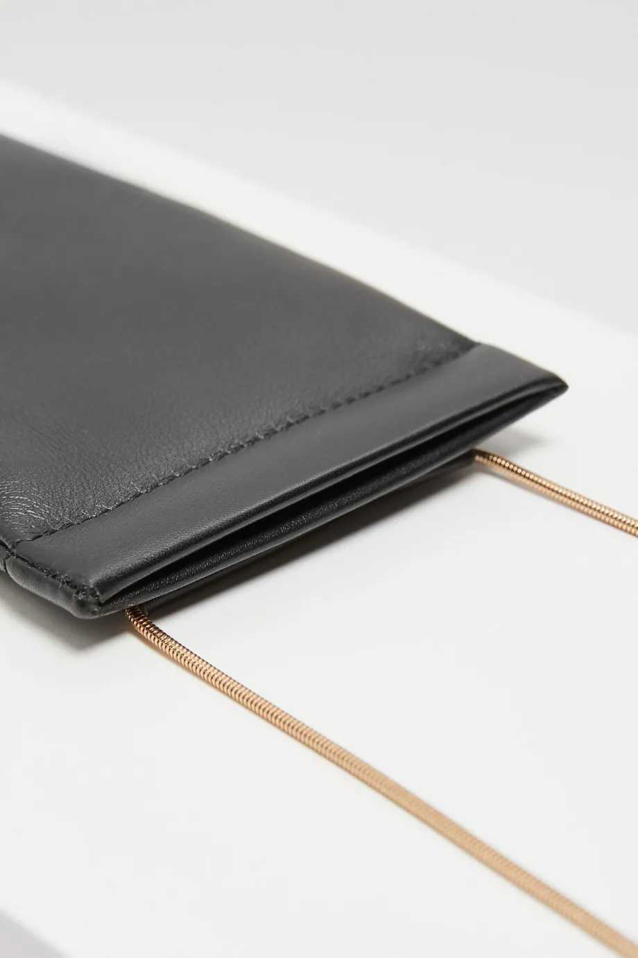 Etui de piele neagră pentru ochelari, telefon Etui de piele neagră pentru ochelari, telefon