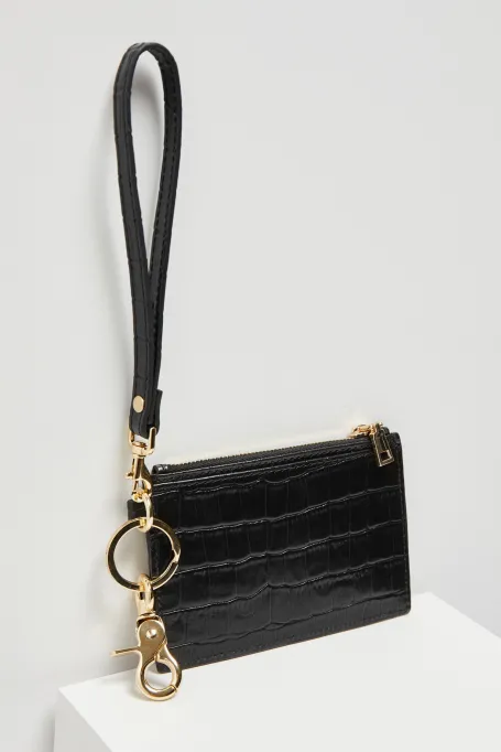 Portofel din piele neagră de crocodil pentru cărți și documente