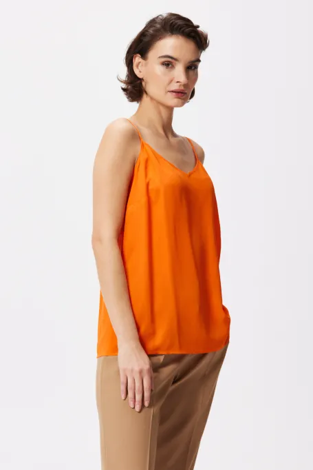 Top portocalie din mătase Mari