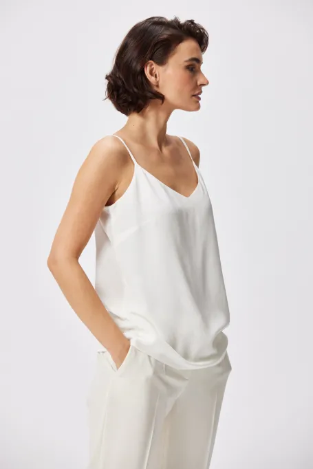 Top din mătase albă Mari