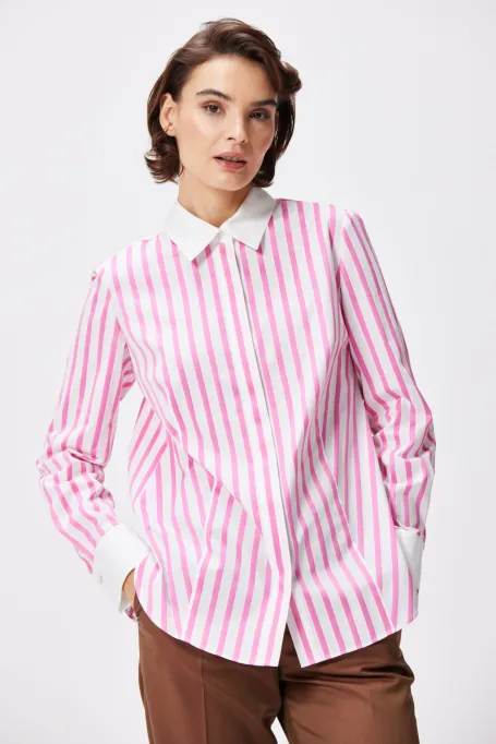 Bumbac cămașă în dungi