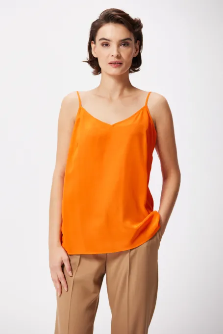 Top portocalie din mătase Mari