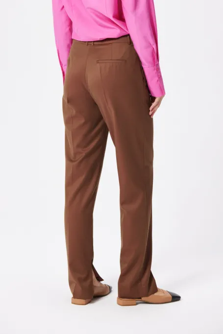 Pantaloni maro din lână pentru costum