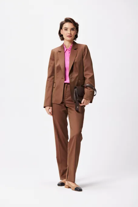 Pantaloni maro din lână pentru costum