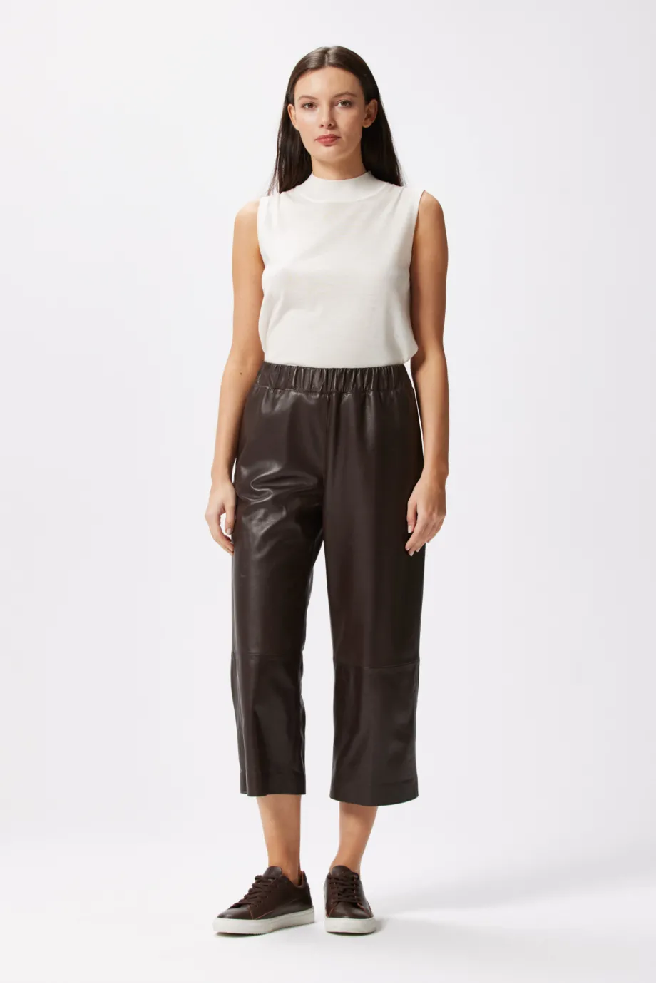 Pantaloni din piele cu picioare largi Pantaloni din piele cu picioare largi