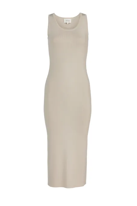 Bej rochie midi fără mâneci Bej rochie midi fără mâneci