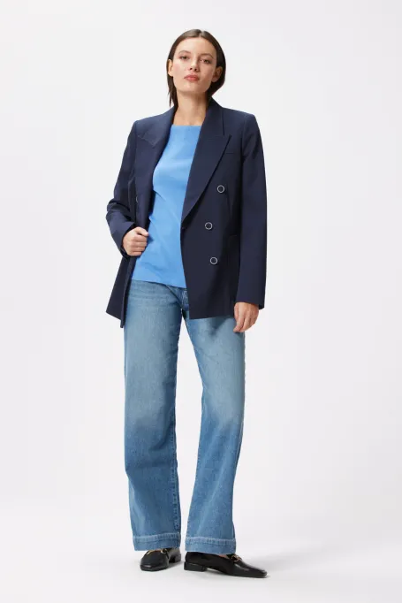 Jacheta de bumbac bleumarin pentru costum