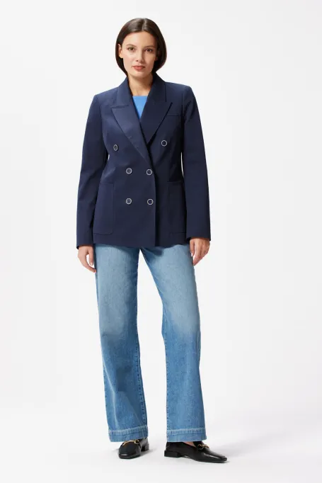 Jacheta de bumbac bleumarin pentru costum