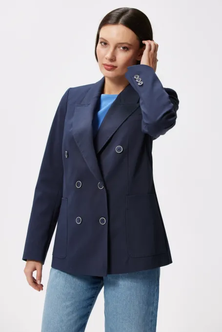 Jacheta de bumbac bleumarin pentru costum